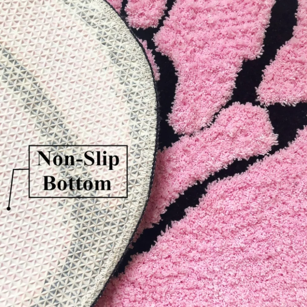 Pink Rose Shaped Bath Mat Bedroom Rug Doormat Flower Shape Floral Romantic Decor